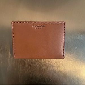 Coach brown leather mini wallet
